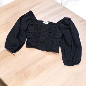 P.CILL  Black Ruffled Blouse Sz S Semi New